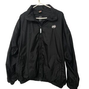 Mountain Dew Black Striped Sleeve Lined Full Zip Nylon Jacket Size Large Unisex